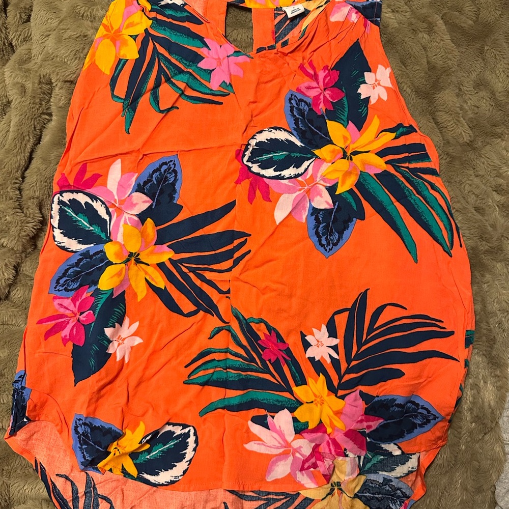 Orange Tropical Floral Women's tank top